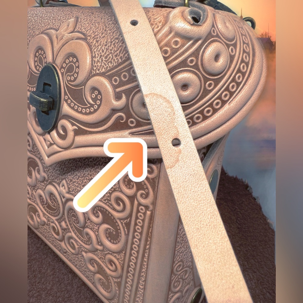 Hand Tooled Thick Leather Backpack/Crossbody Hand… - image 6